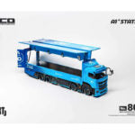 (Preorder) GCD 1:64 FIST TEAM Mitsubishi Fuso Super Great Transporter with 1 Figure Special – Blue – Special Edition