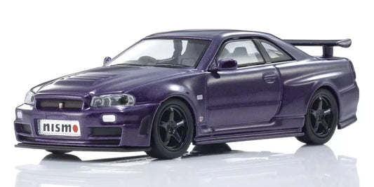 Kyosho 1:64 Nissan GT-R R34 GT-R  Nismo Z-TUNE Midnight Purple with MOTN LED Base Compatible – White (Copy)