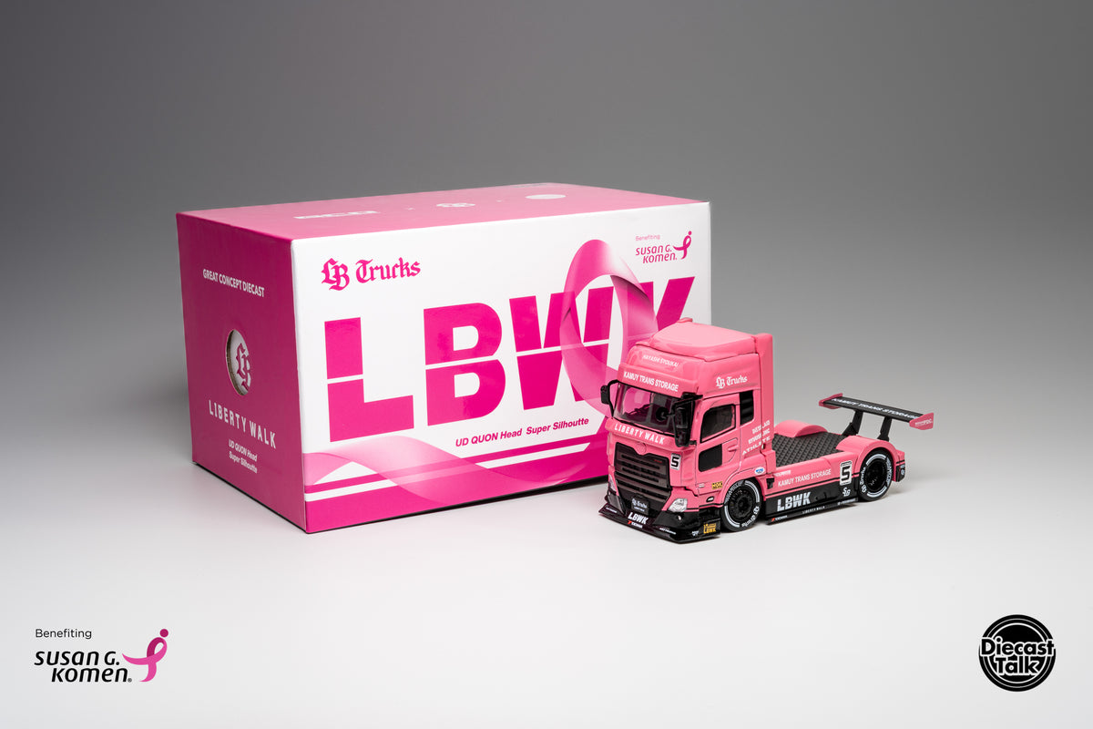DiecastTalk x Leen Customs x GCD 1:64 LBWK UD Quon LB Trucks Pink with Pin Charity
