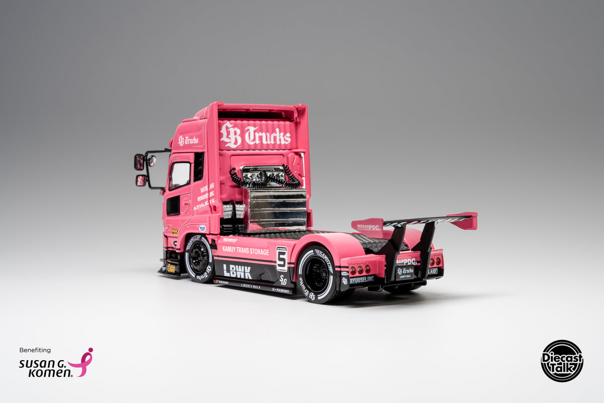DiecastTalk x Leen Customs x GCD 1:64 LBWK UD Quon LB Trucks Pink with Pin Charity