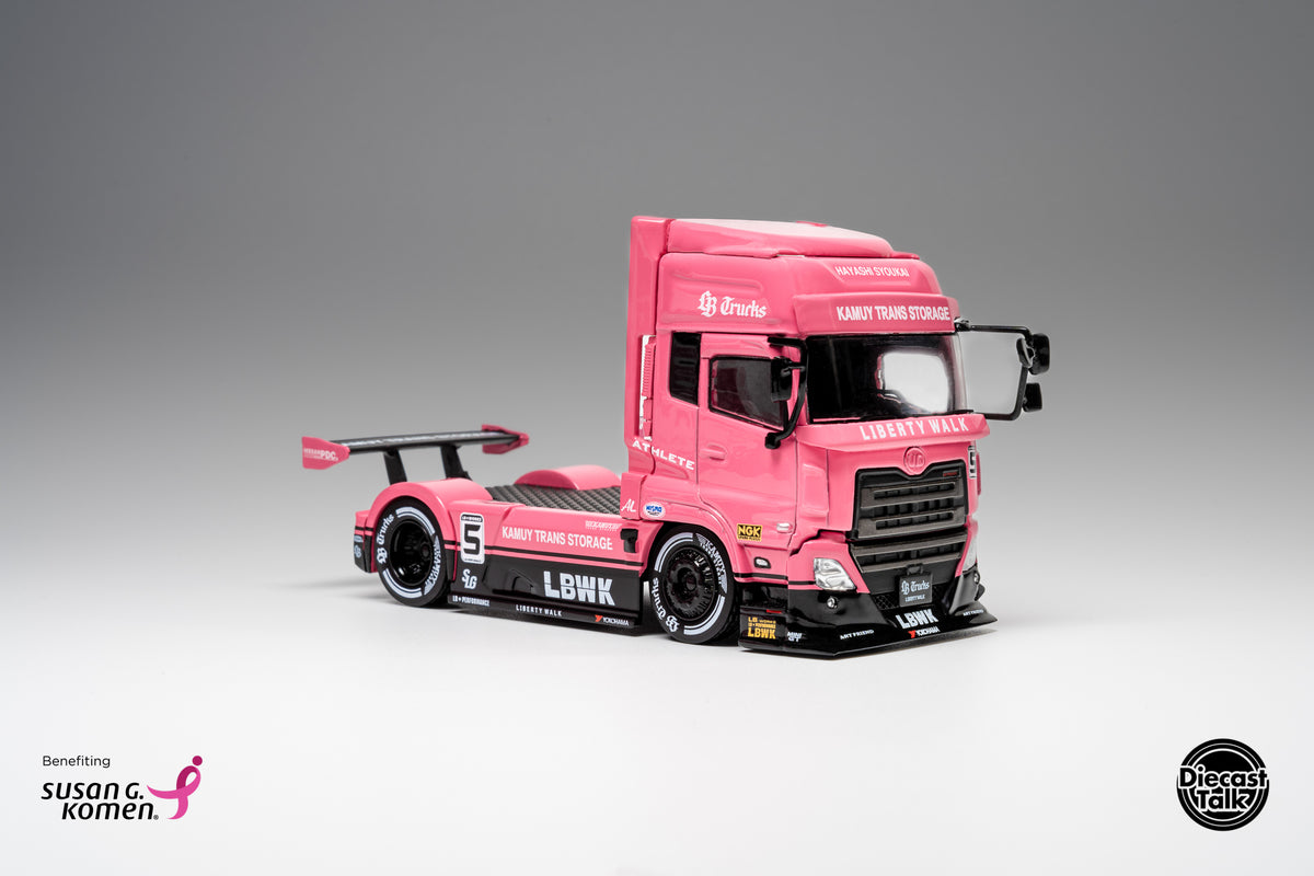 DiecastTalk x Leen Customs x GCD 1:64 LBWK UD Quon LB Trucks Pink with Pin Charity