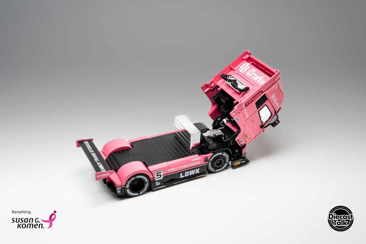 DiecastTalk x Leen Customs x GCD 1:64 LBWK UD Quon LB Trucks Pink with Pin Charity