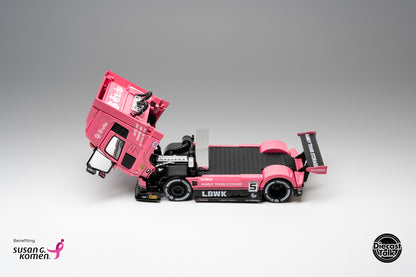 DiecastTalk x Leen Customs x GCD 1:64 LBWK UD Quon LB Trucks Pink with Pin Charity