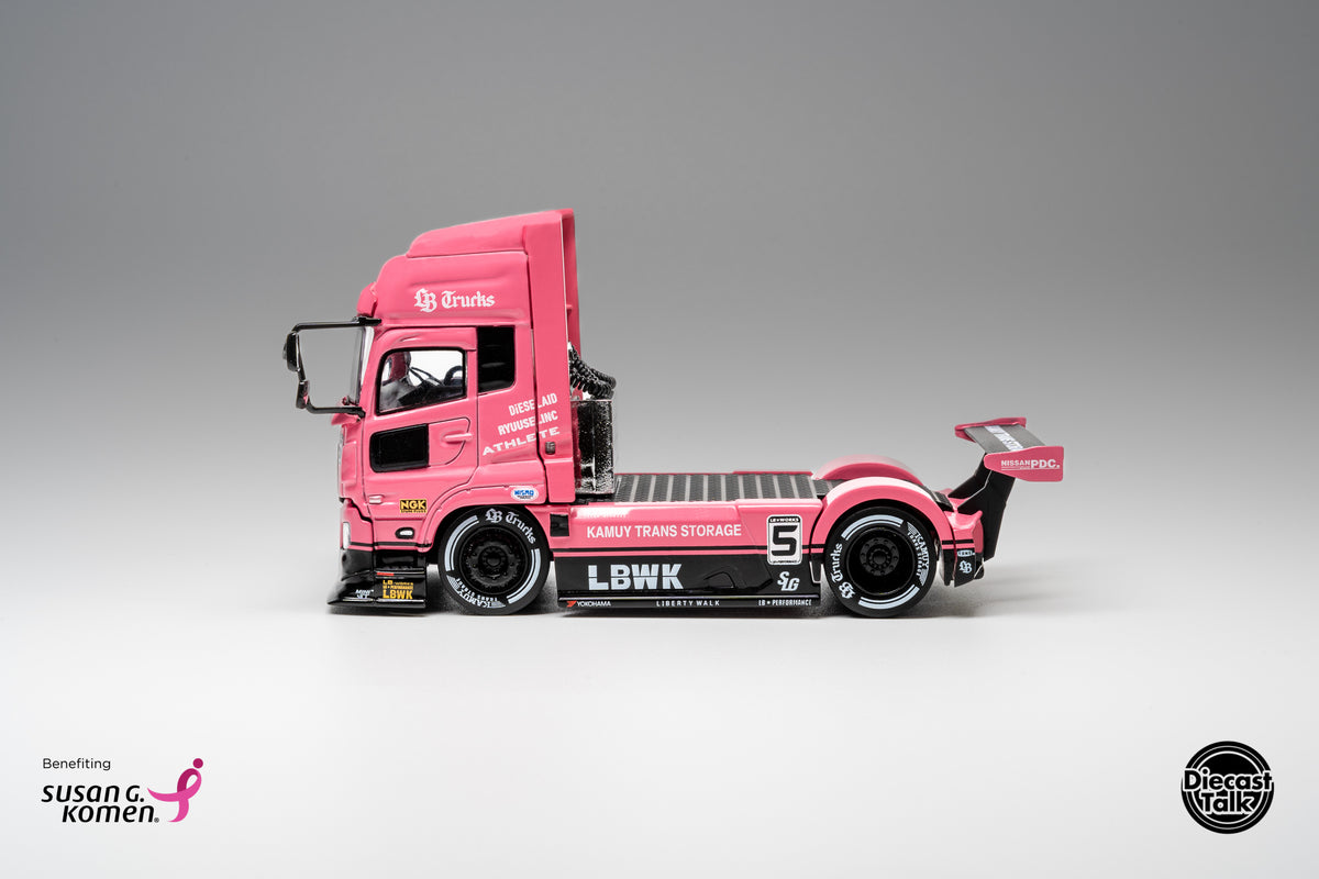 DiecastTalk x Leen Customs x GCD 1:64 LBWK UD Quon LB Trucks Pink with Pin Charity