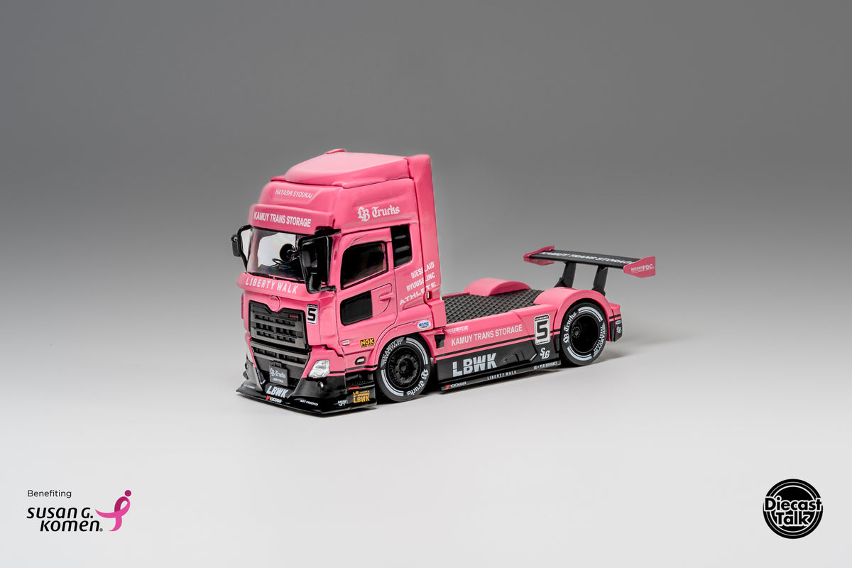 DiecastTalk x Leen Customs x GCD 1:64 LBWK UD Quon LB Trucks Pink with Pin Charity