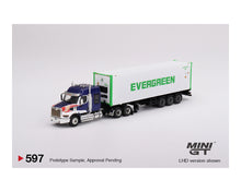 Load image into Gallery viewer, (Preorder) Mini GT 1:64 Western Star 49X with 40′ Reefer Container EVERGREEN Limited Edition – White