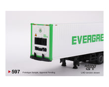 Load image into Gallery viewer, (Preorder) Mini GT 1:64 Western Star 49X with 40′ Reefer Container EVERGREEN Limited Edition – White