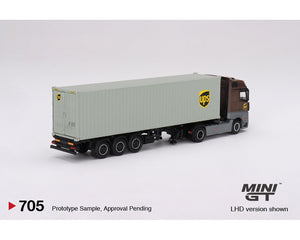 (Preorder) Mini GT 1:64 Mercedes-Benz Actros with 40 Ft Dry Container – UPS Europe