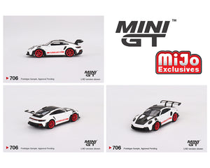 (Preorder) Mini GT 1:64 Porsche 911 (992) GT3 RS Weissach Package – White with Pyro Red- MiJo Exclusives
