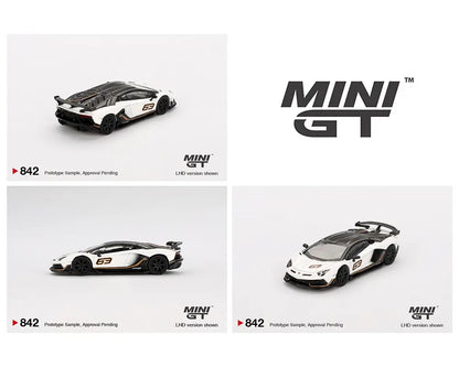 Mini GT 1:64 Lamborghini Aventador SVJ 63 – Bianco Asopo