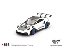 Load image into Gallery viewer, (Preorder) Mini GT 1:64 Porsche 911 (992) GT3 RS Weissach Package – White with Indigo Blue