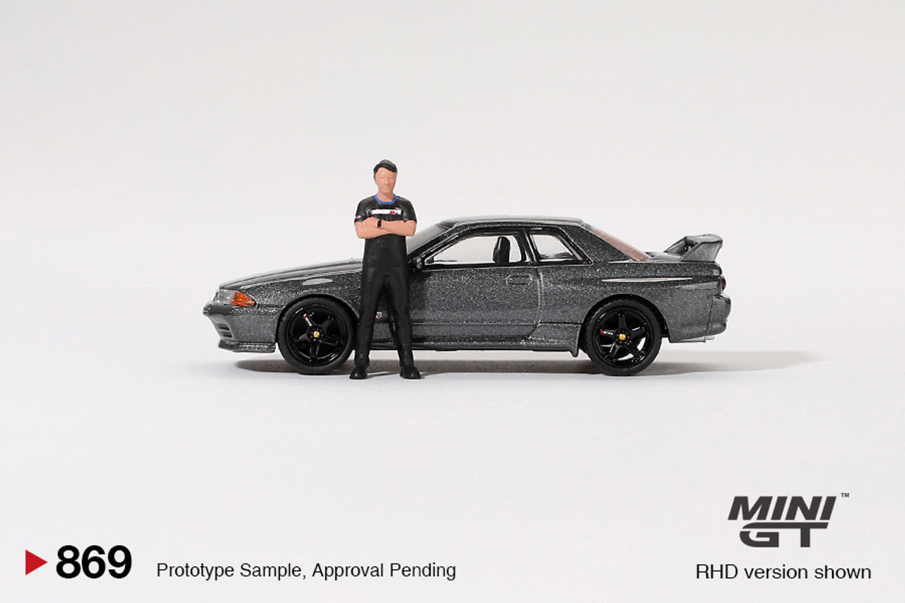 Mini GT 1:64 Nissan Skyline GT-R (R32) Nismo Gunmetal W/ Matsuda
