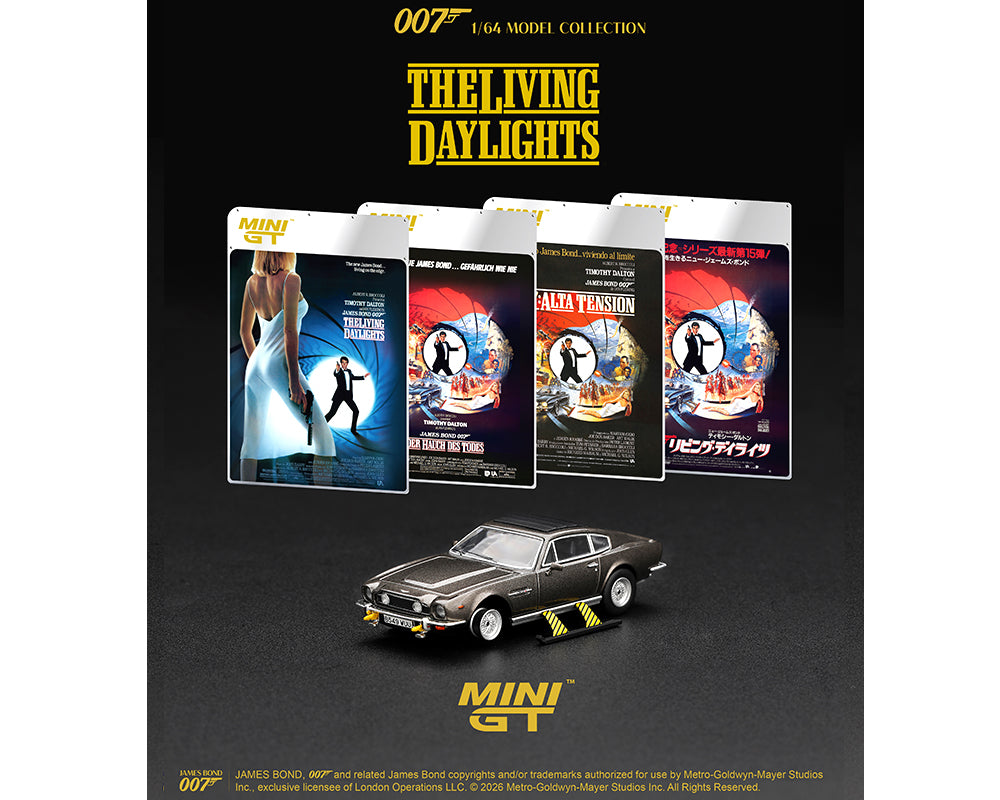 Mini GT 1:64 James Bond 007 Aston Martin V8 Vantage “The Living Daylights” Weapons On – English Packaging