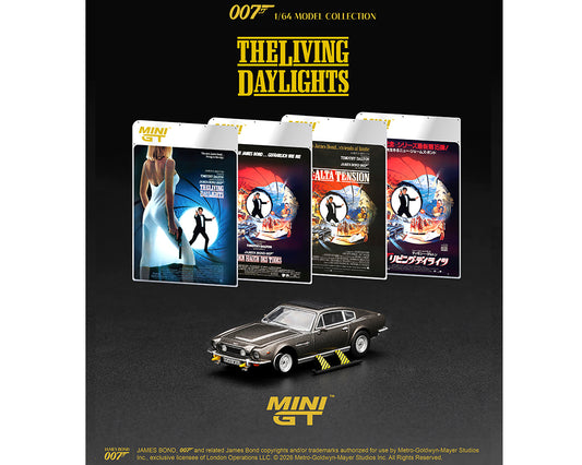 Mini GT 1:64 James Bond 007 Aston Martin V8 Vantage “The Living Daylights” Weapons On – English Packaging