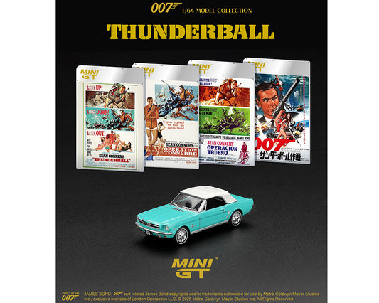 Mini GT 1:64 James Bond 007 Ford Mustang Convertible 1965 “Thunderball” – English Packaging