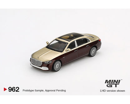 Mini GT 1:64 Mercedes-Maybach S680 – Gold / Dark Red Metallic
