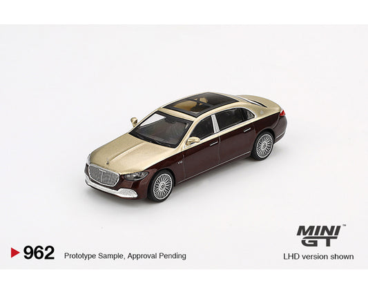 Mini GT 1:64 Mercedes-Maybach S680 – Gold / Dark Red Metallic