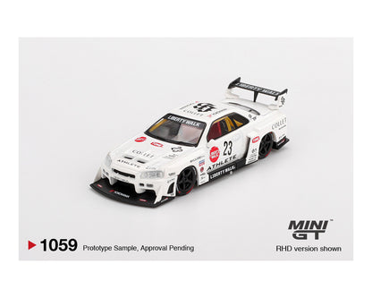 Mini GT 1:64 Nissan LB-ER34 Super Silhouette ATHLETE/COLLET – White