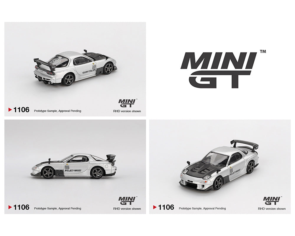 Mini GT 1:64 Mazda RX-7 RE-Amemiya – Silver Metallic