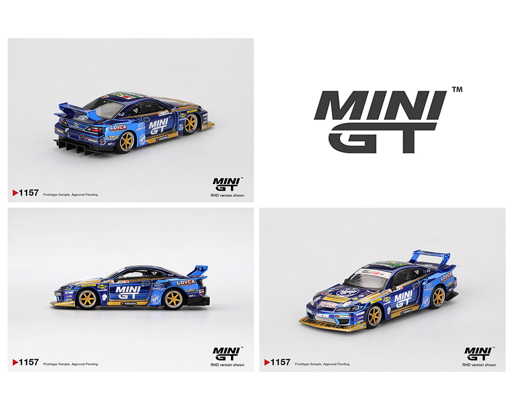 Mini GT 1:64 Nissan LB-Super Silhouette S15 SILVIA #555 Team MINI GT Liberty Walk 2025 Formula Drift – Chrome Blue