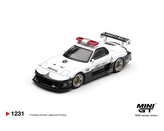 Mini GT 1:64 MAZDA RX-7 LB-Super Silhouette Police – White – Limited Edition