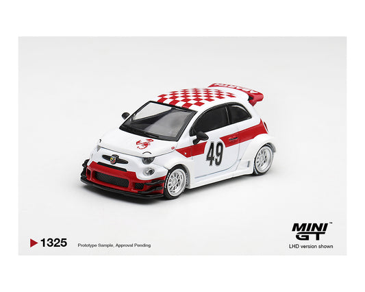 Mini GT 1:64 Abarth 595 LB-WORKS x Abas Works 1000 TC Tribute – White – Limited Edition
