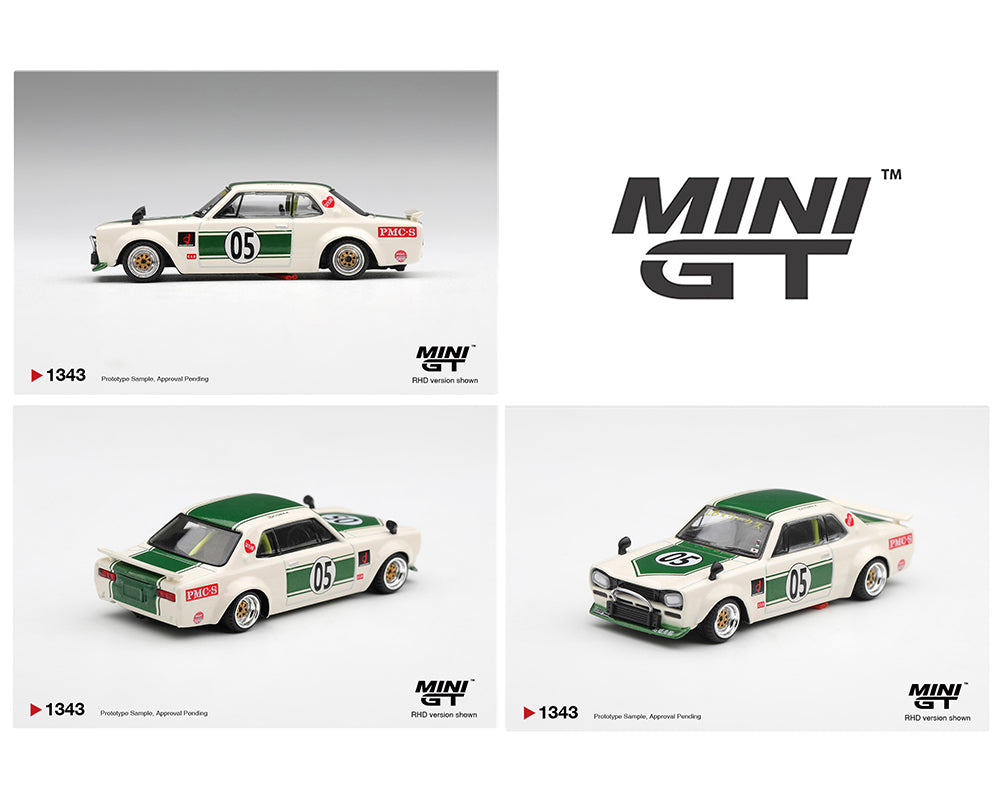 Mini GT 1:64 Nissan Skyline LB-WORKS “HAKOSUKA” – White / Green- Limited Edition