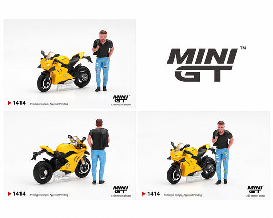 Mini GT 1:64 Ducati Panigale V4 S with Ducati Figure Yellow – Limited Edition