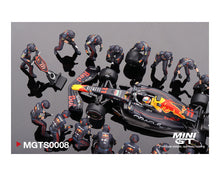 Load image into Gallery viewer, Mini GT 1:64 Oracle Red Bull Racing RB18 #11 Sergio P. 2022 Abu Dhabi GP Pit Crew Set Limited Edition 5000 Set