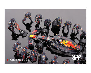 (Preorder) Mini GT 1:64 Oracle Red Bull Racing RB18 #11 Sergio P. 2022 Abu Dhabi GP Pit Crew Set Limited Edition 5000 Set