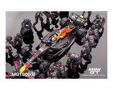 Load image into Gallery viewer, (Preorder) Mini GT 1:64 Oracle Red Bull Racing RB18 #11 Sergio P. 2022 Abu Dhabi GP Pit Crew Set Limited Edition 5000 Set