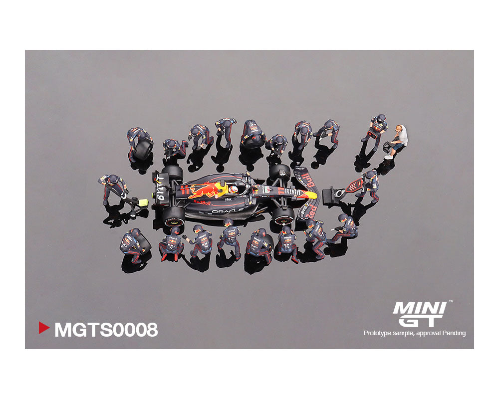 Mini GT 1:64 Oracle Red Bull Racing RB18 #11 Sergio P. 2022 Abu Dhabi GP Pit Crew Set Limited Edition 5000 Set