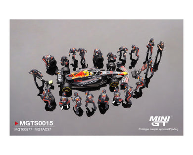 (Preorder) Mini GT 1:64 Oracle Red Bull Racing RB19 #11 Sergio Pérez 2023 F1 Japanese Grand Prix Pit Crew Set Limited Edition 5000 Sets