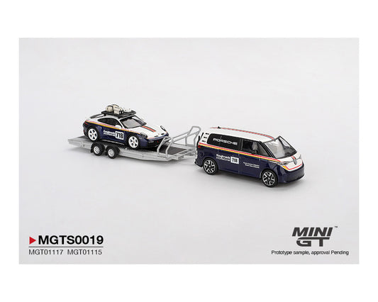 (Preorder) Mini GT 1:64 Porsche 911 Dakar #718 / Volkswagen ID. Buzz Porsche Centrum Gelderland Roughroads Set