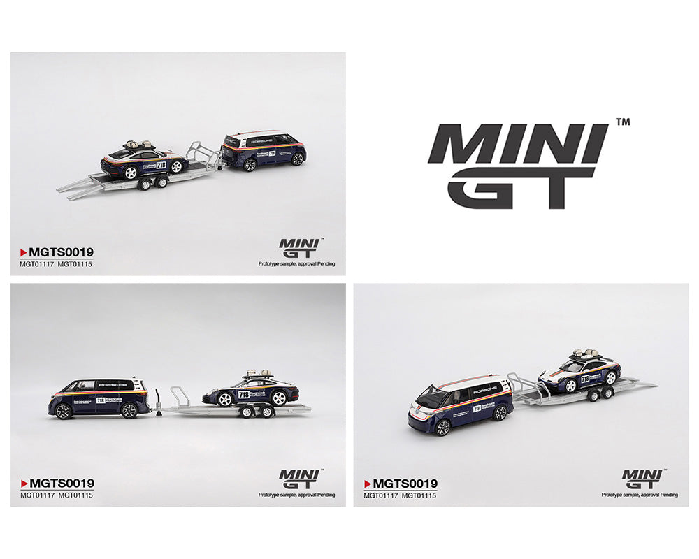 (Preorder) Mini GT 1:64 Porsche 911 Dakar #718 / Volkswagen ID. Buzz Porsche Centrum Gelderland Roughroads Set