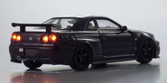 Kyosho 1:64 Nissan GT-R R34 GT-R  Nismo Z-TUNE Midnight Purple with MOTN LED Base Compatible – White (Copy)