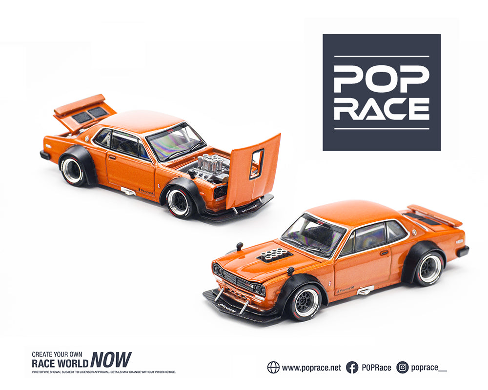 (Preorder) Pop Race 1:64 SKYLINE GT-R V8 DRIFT (HAKOSUKA) PANDEM – ORANGE
