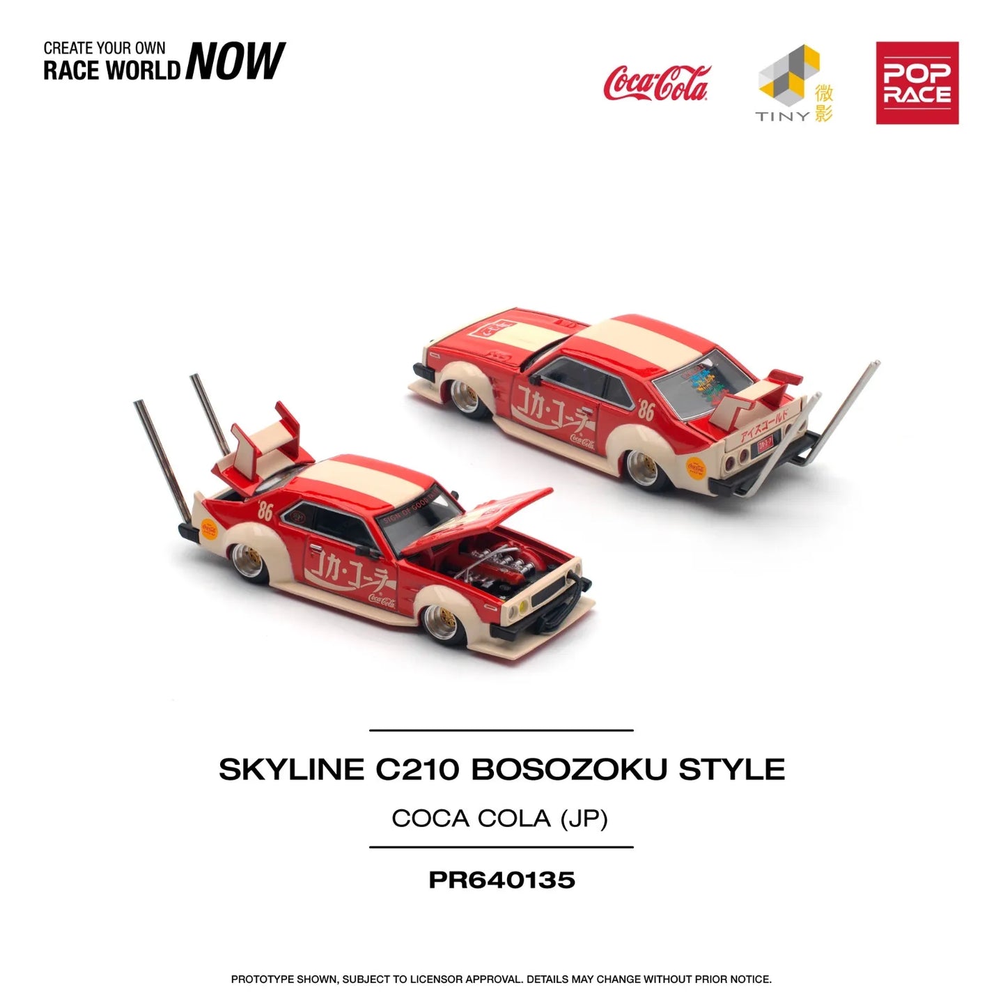 POPRACE 1/64 Nissan Skyline C210 Bosozoku Style - Coke