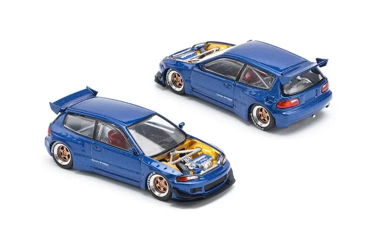 (Pre order) POPRACE 1/64 Pandem Civic EG6 Metallic Blue with Open Hood