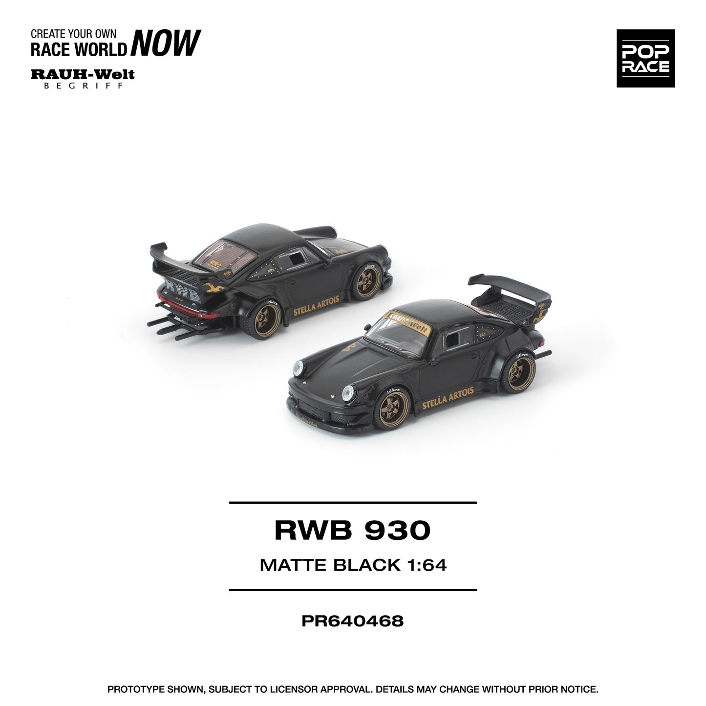 POPRACE 1/64 RWB 930 MATTE BLACK "STELLA ARTOIS" NEW TOOLING