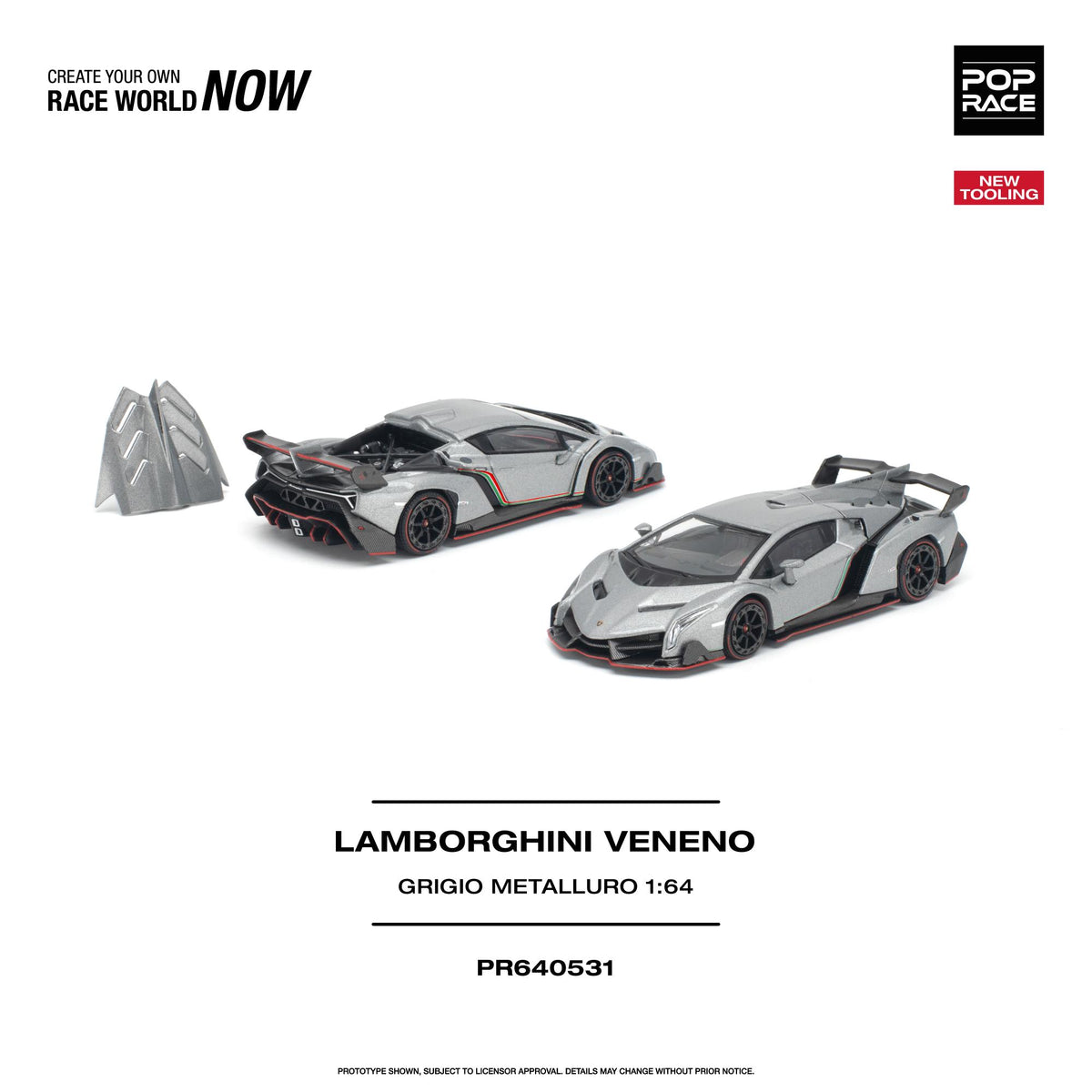POPRACE 1/64 LAMBORGHINI VENENO GRIGIO METALLURO NEW TOOLING