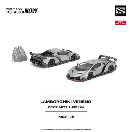 POPRACE 1/64 LAMBORGHINI VENENO GRIGIO METALLURO NEW TOOLING