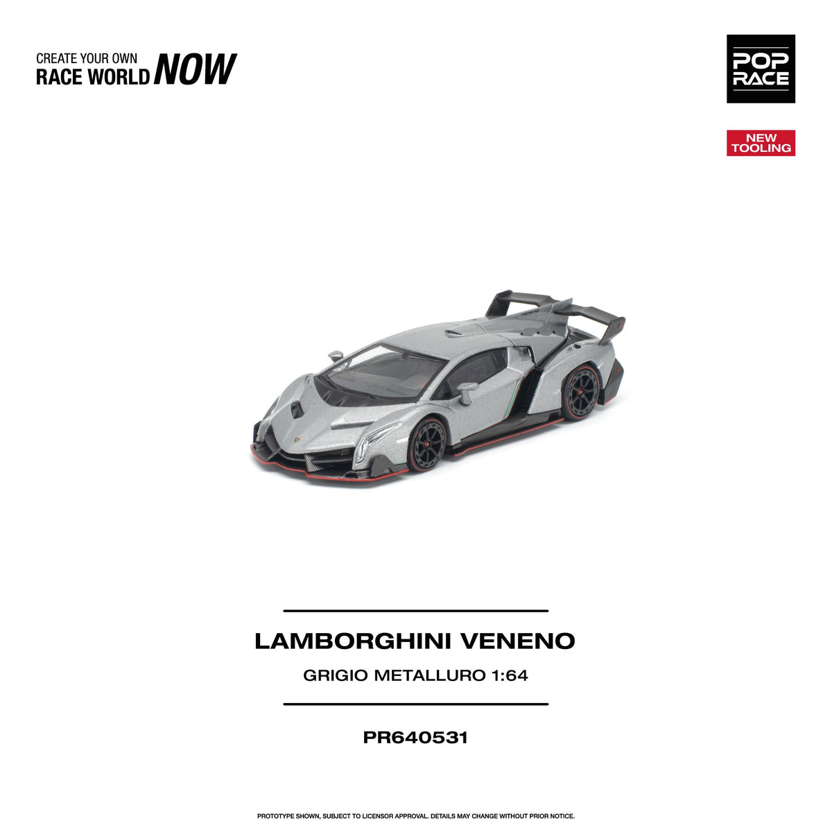 POPRACE 1/64 LAMBORGHINI VENENO GRIGIO METALLURO NEW TOOLING