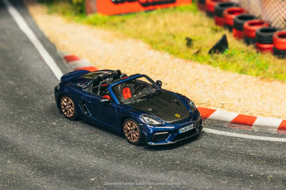 Tarmac Works Minichamps64- Porsche 718 Spyder RS Gentian Blue Metallic (Malaysia Exclusive)