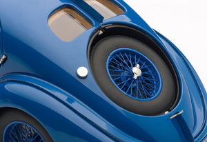 AUTOart 1:18 1938 BUGATTI 57 SC ATLANTIC - BLUE WITH BLUE METAL WIRE-SPOKE WHEELS