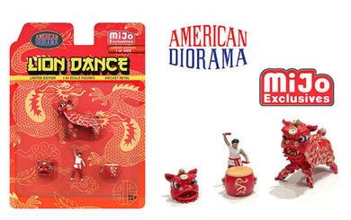 (Preorder) American Diorama 1:64 Mijo Exclusive Figures Lion Dance Set – Red – Limited 2,400 Set