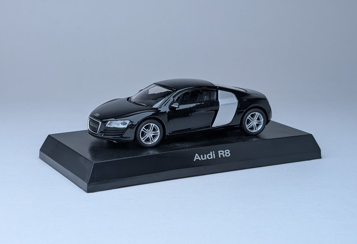 KYOSHO 1/64 Miniature Car Collection Audi R8 (Black and Silver)