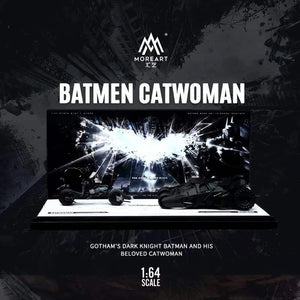 Moreart 1:64 Dark Knight Batmobile Tumbler + Batpod with Batman & Catwoman Figure model