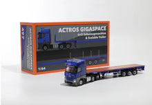 Load image into Gallery viewer, GCD 1/64 Mercedes-Benz Actros 3 axle tractor with retractable trailer (Blue/Grey)