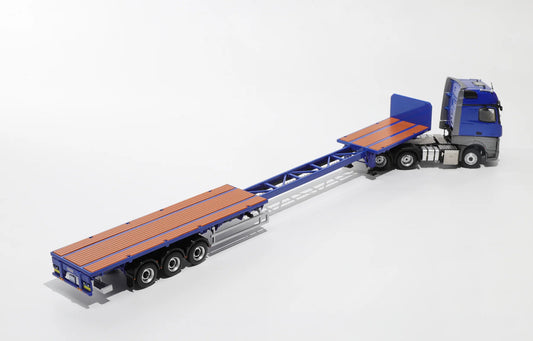 GCD 1/64 Mercedes-Benz Actros 3 axle tractor with retractable trailer (Blue/Grey)